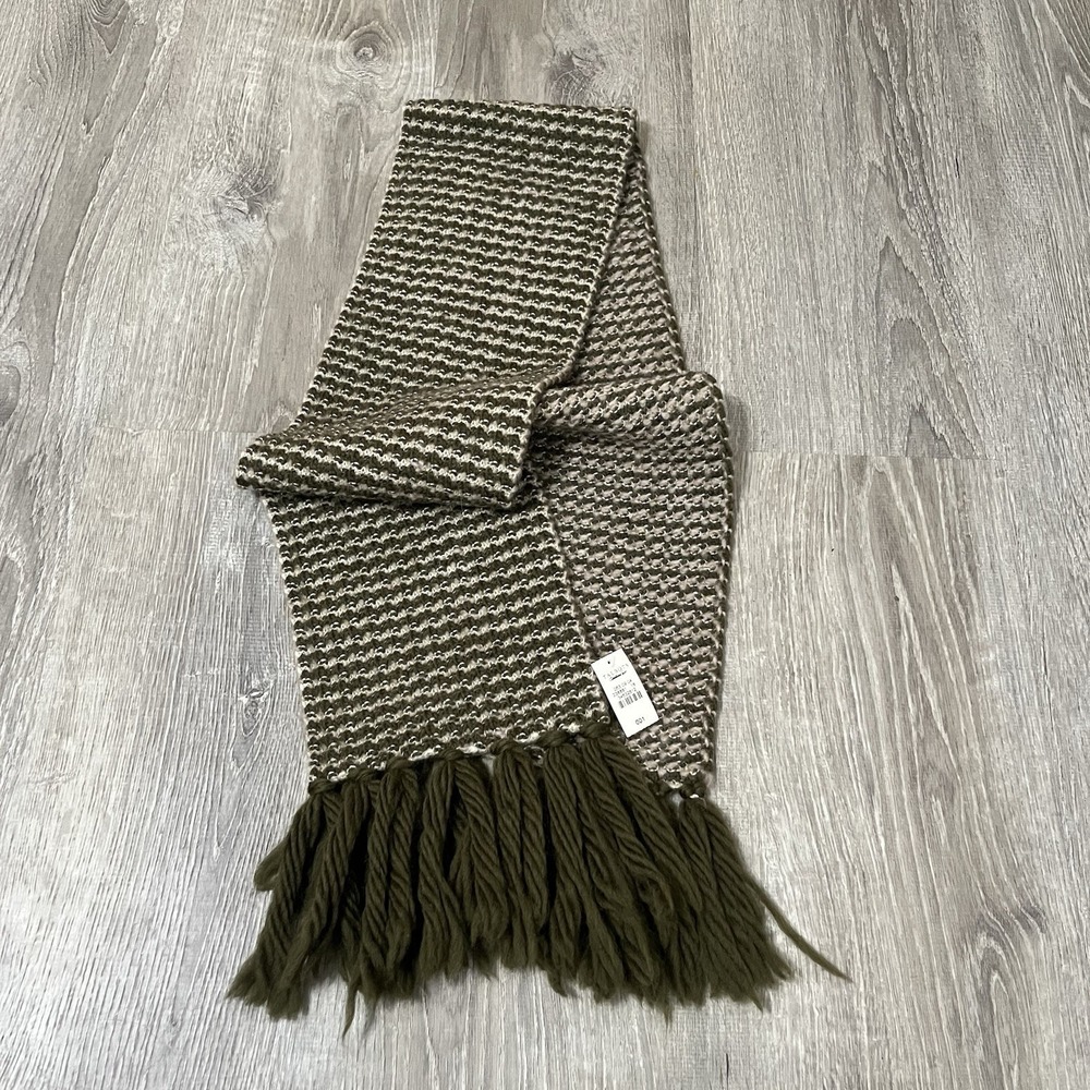 NWT Talbots Womens Green Wool Cozy Cheery Neck Warmer Scarf 60" long